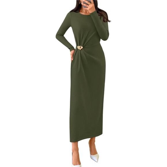 Women's Bodycon Dress Elegant, Maxi Dress Green - Picture 1 of 6